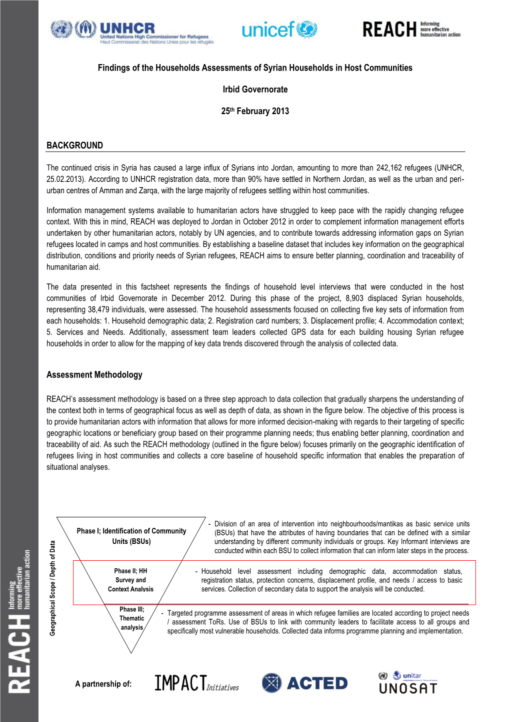 Findings of the Households Assessments of Syrian Households in Host Communities Irbid Governorate 25Th February 2013 BACKGROUND