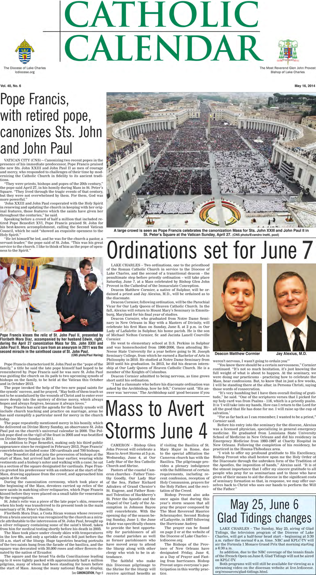 Ordinations Set for June 7