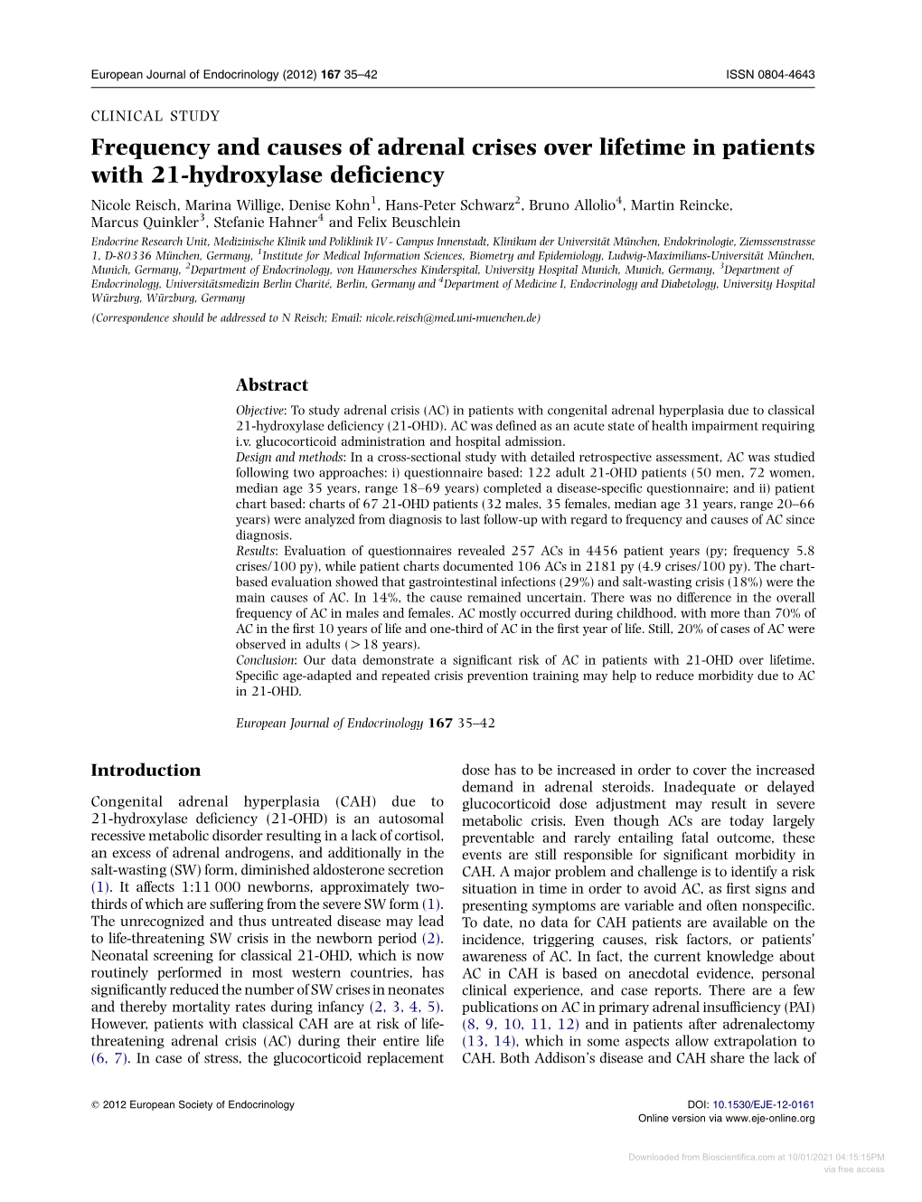 Frequency and Causes of Adrenal Crises Over Lifetime in Patients With