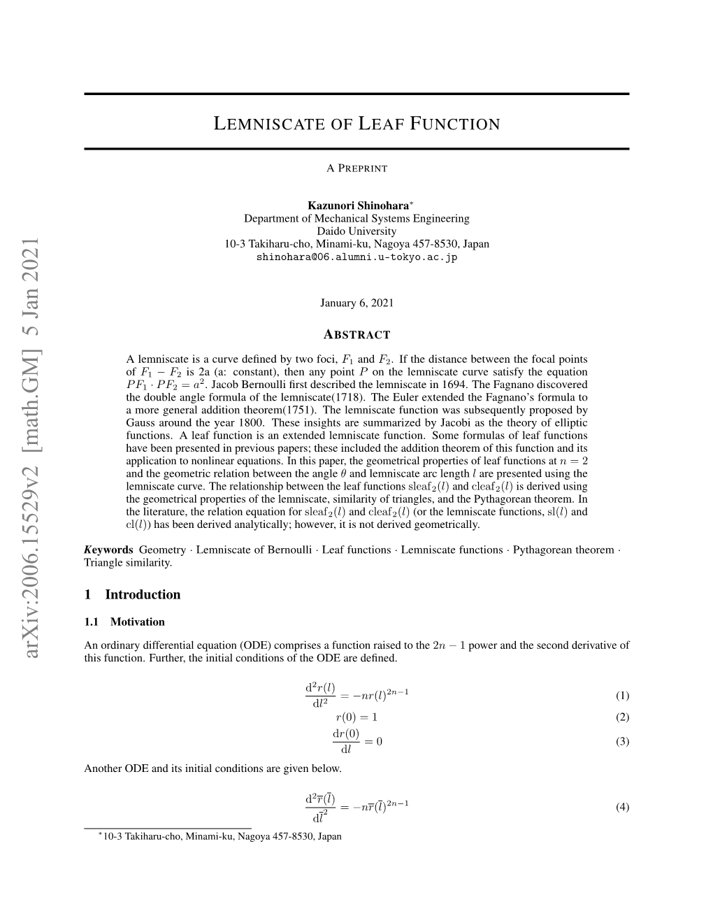 Lemniscate of Leaf Function