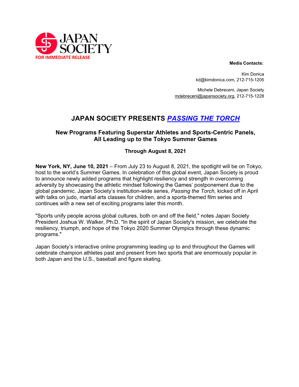 Japan Society Presents Passing the Torch