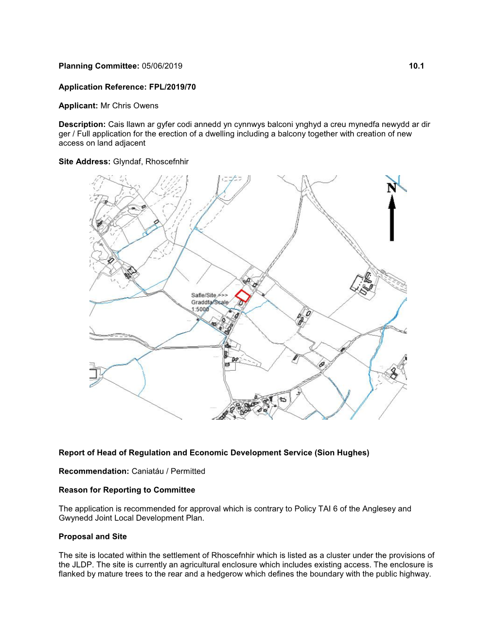 Planning Committee: 05/06/2019 10.1 Application Reference: FPL/2019