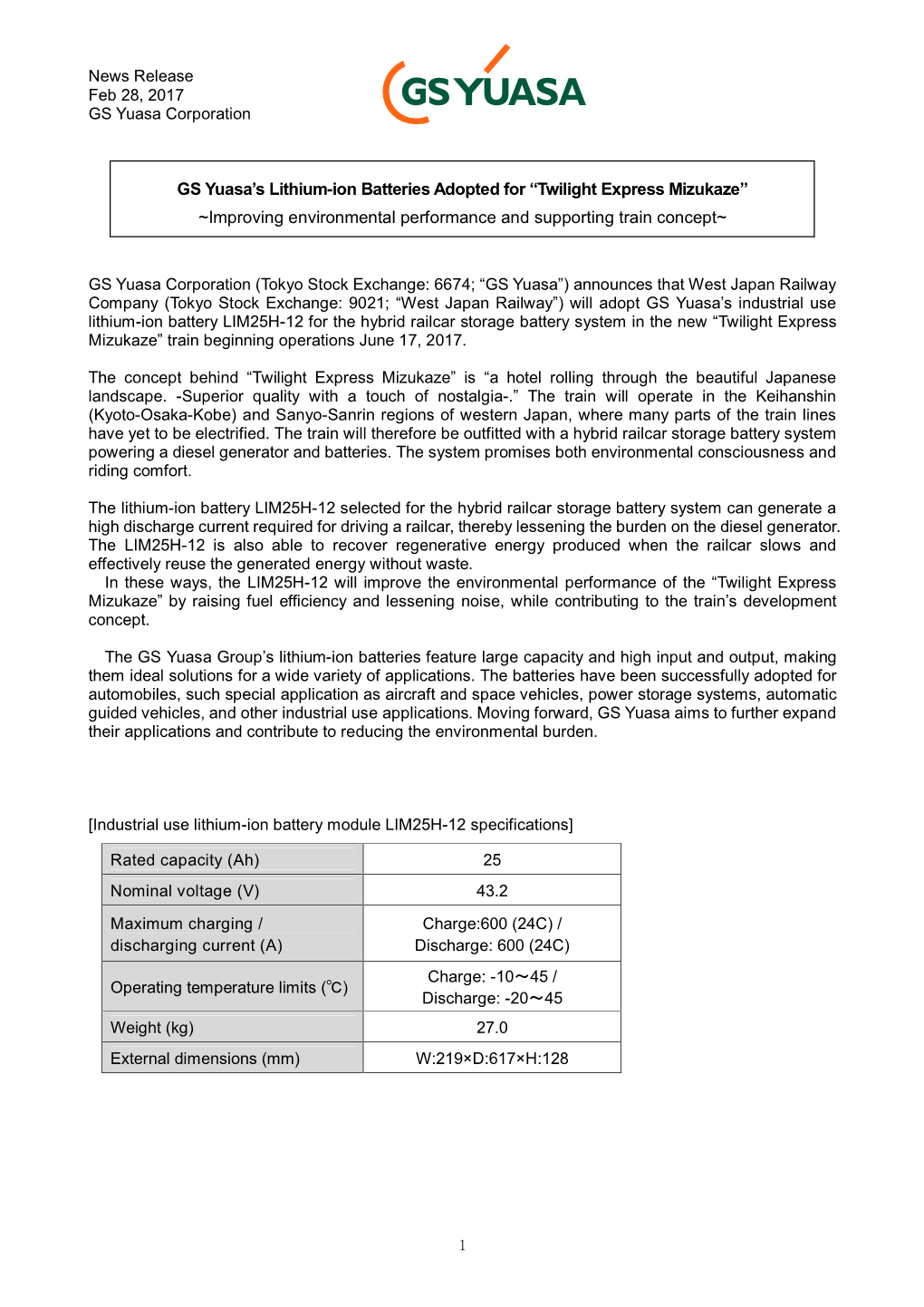 Twilight Express Mizukaze” ~Improving Environmental Performance and Supporting Train Concept~