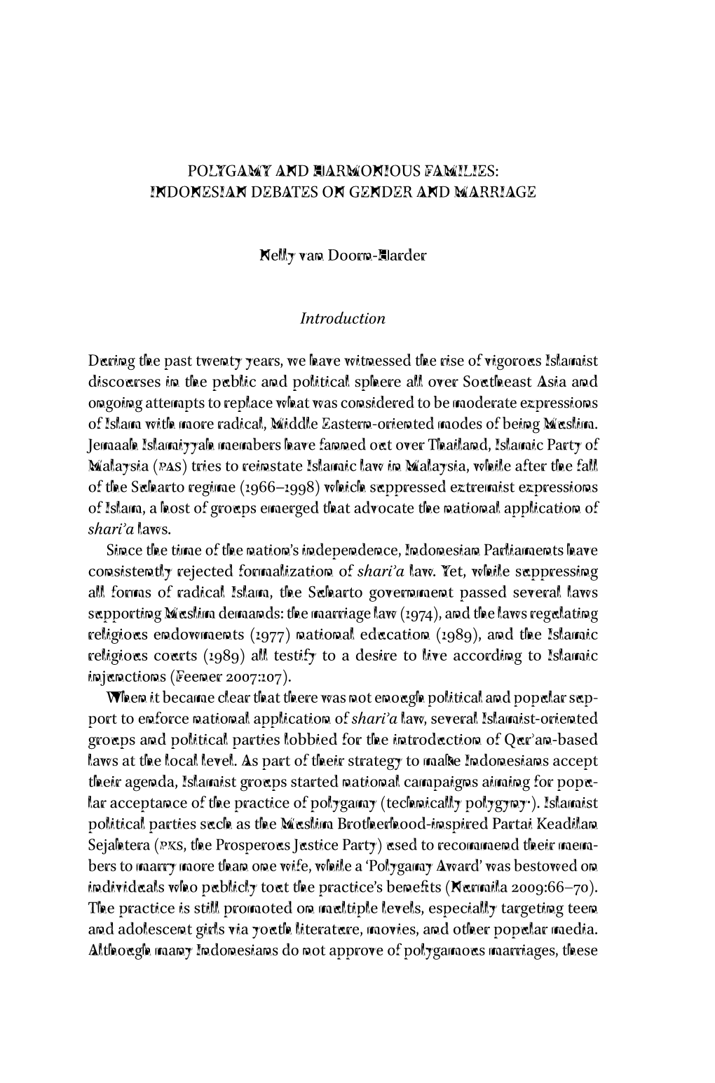 Polygamy and Harmonious Families: Indonesian Debates on Gender and Marriage