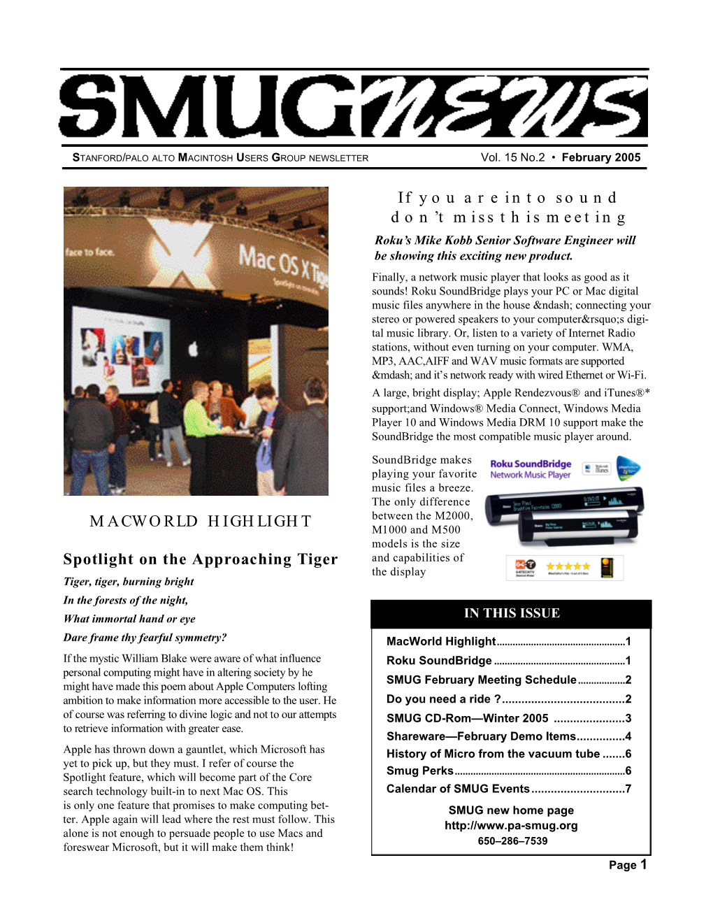 Smug February/05 Newsletter