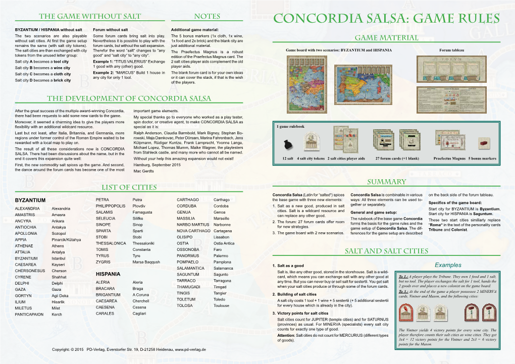 Concordia Salsa: Game Rules