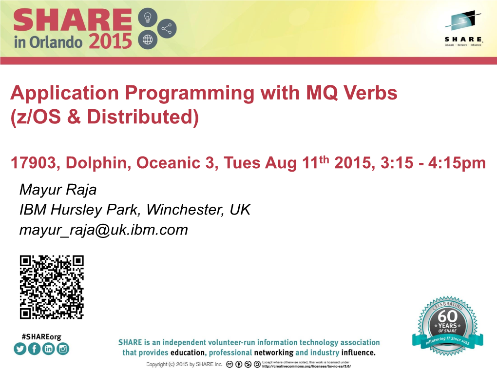 Application Programming with MQ Verbs (Z/OS and Distributed) 17903