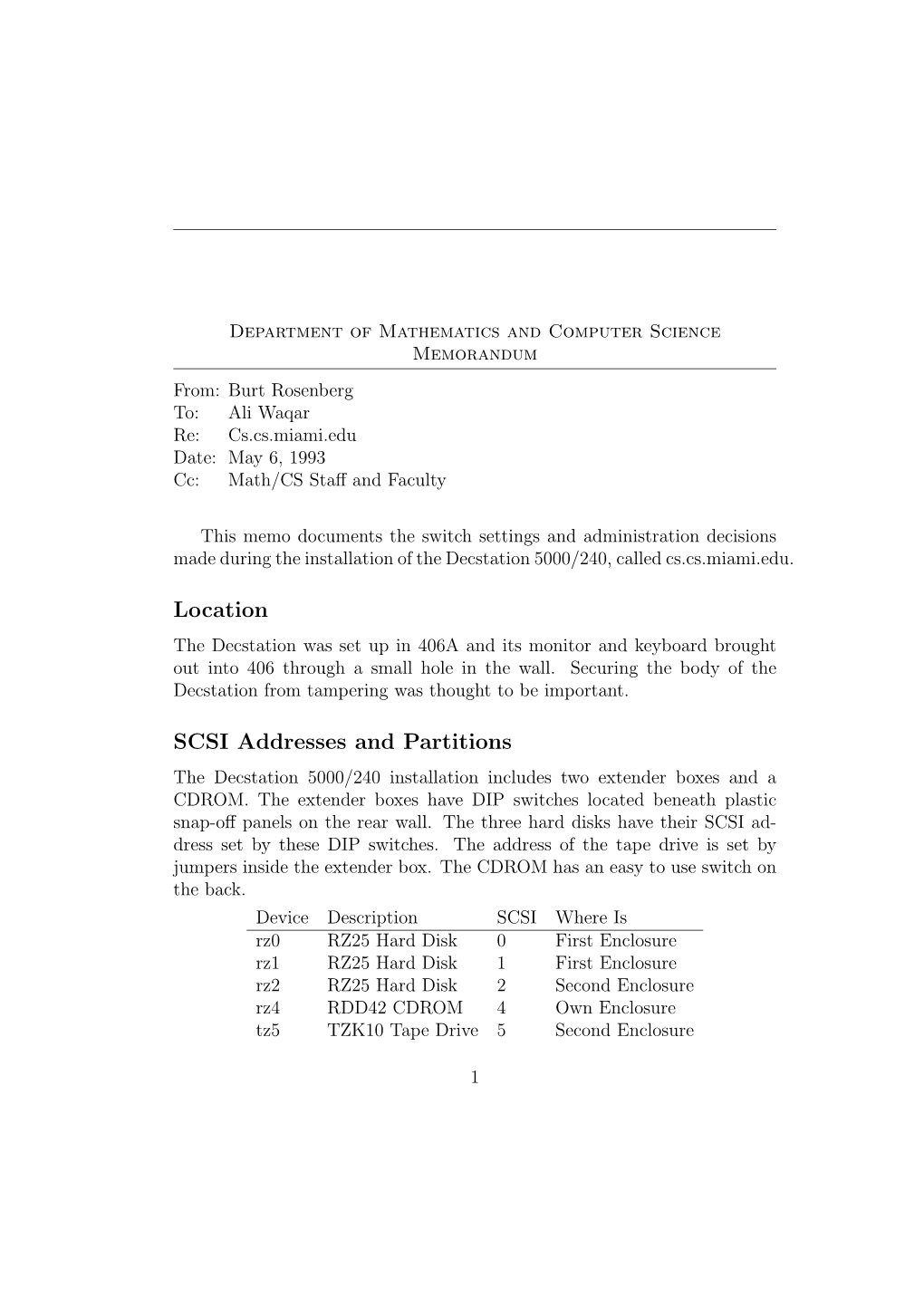 Location SCSI Addresses and Partitions