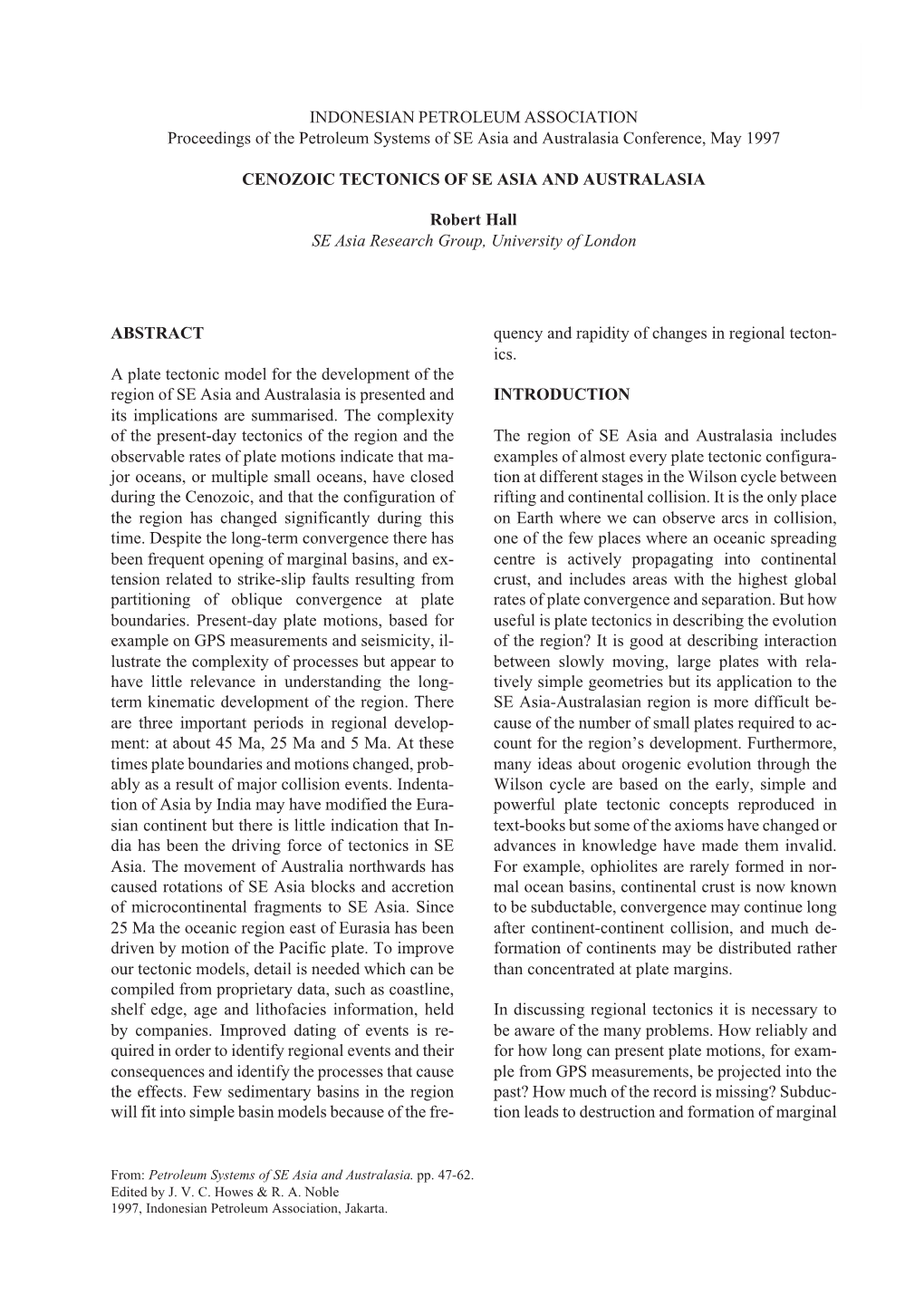 Cenozoic Tectonics of SE Asia and Australasia INDONESIAN