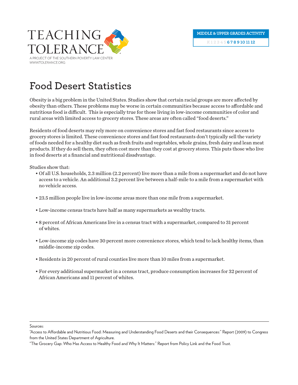 Food Desert Statistics