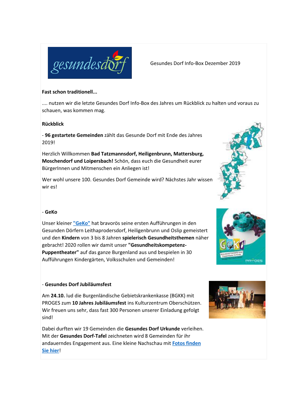 Gesundes Dorf Info-Box Dezember 2019 Fast