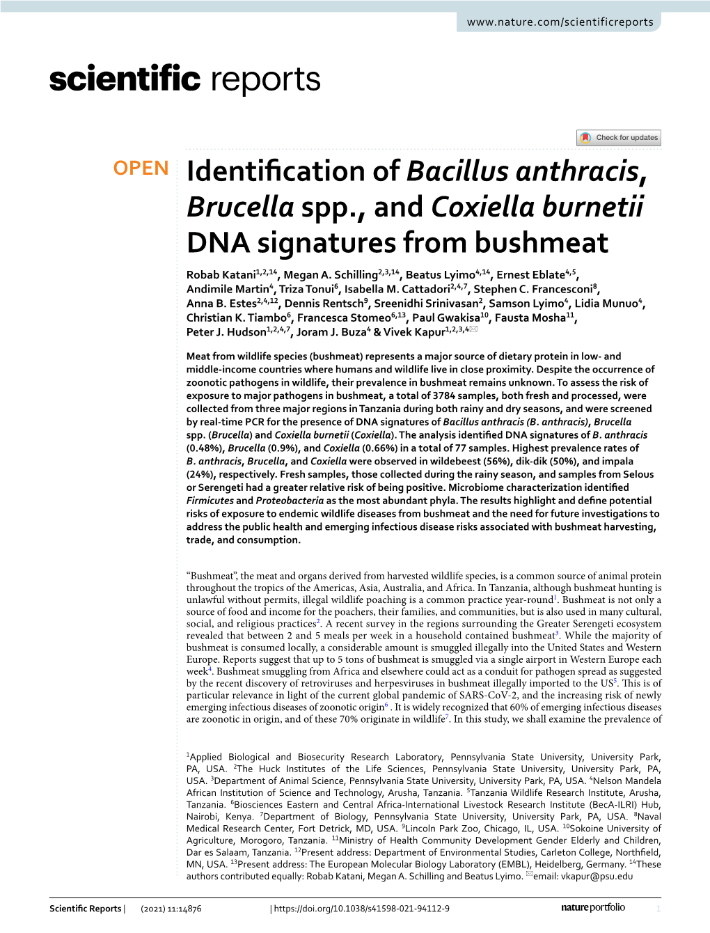 Identification of Bacillus Anthracis, Brucella Spp., and Coxiella Burnetii