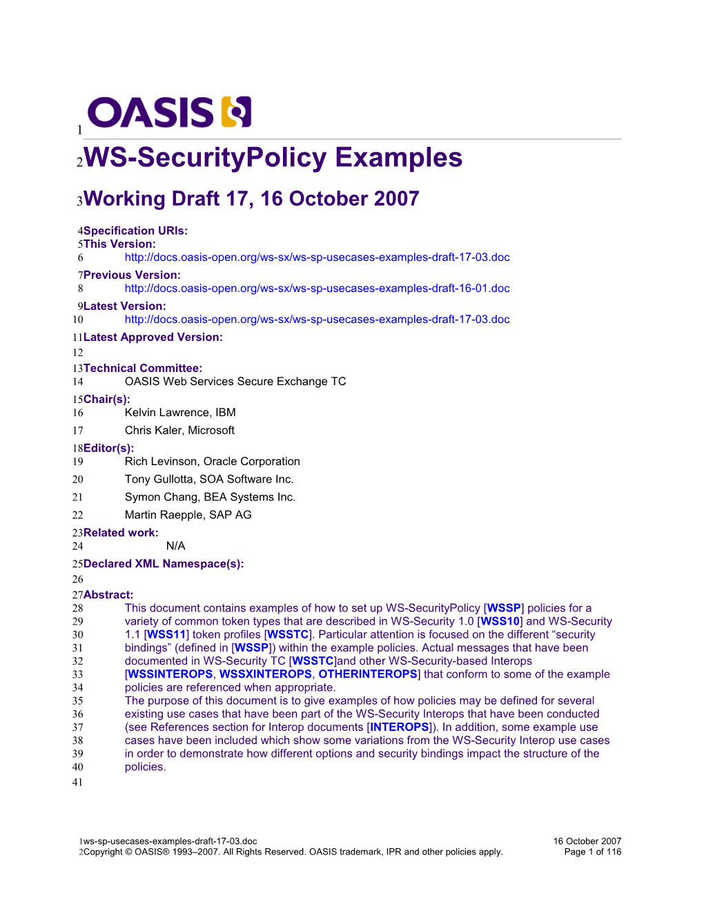 OASIS Specification Template