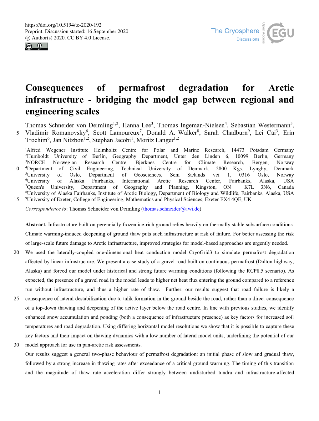 Consequences of Permafrost Degradation for Arctic Infrastructure