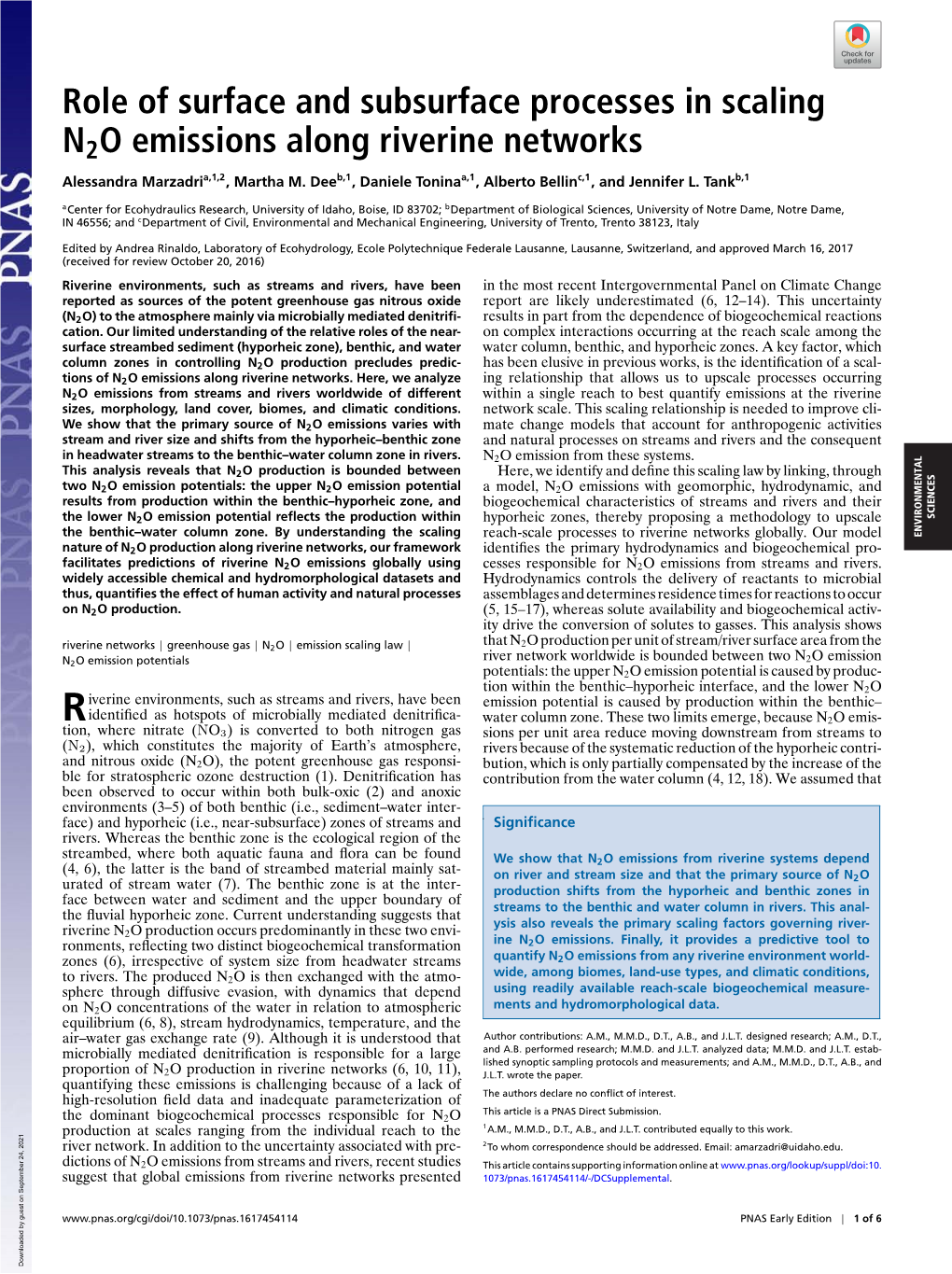 Role of Surface and Subsurface Processes in Scaling N2O