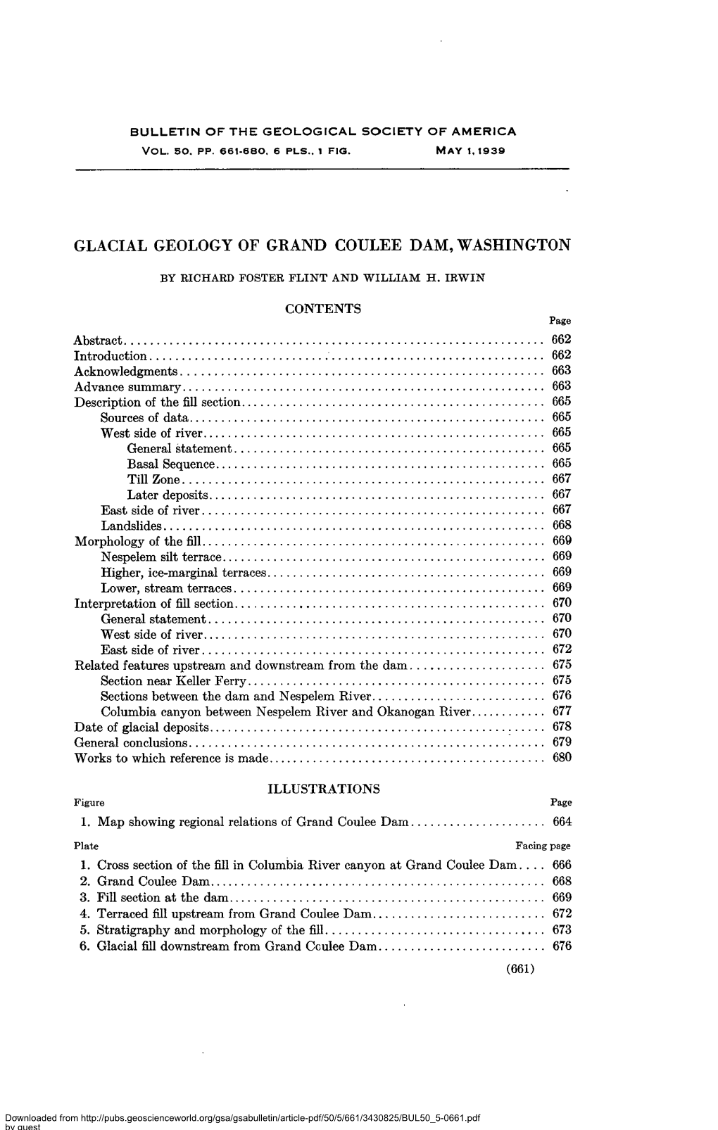 Glacial Geology of Grand Coulee Dam, Washington by Richard Foster Flint and William H