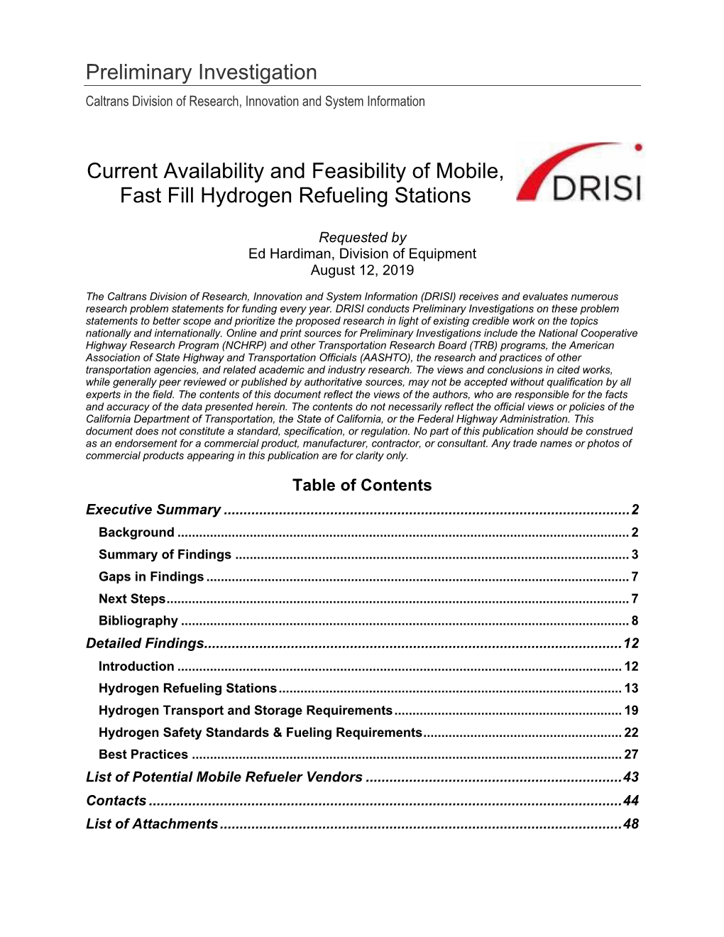 Current Availability and Feasibility of Mobile, Fast Fill Hydrogen Refueling Stations