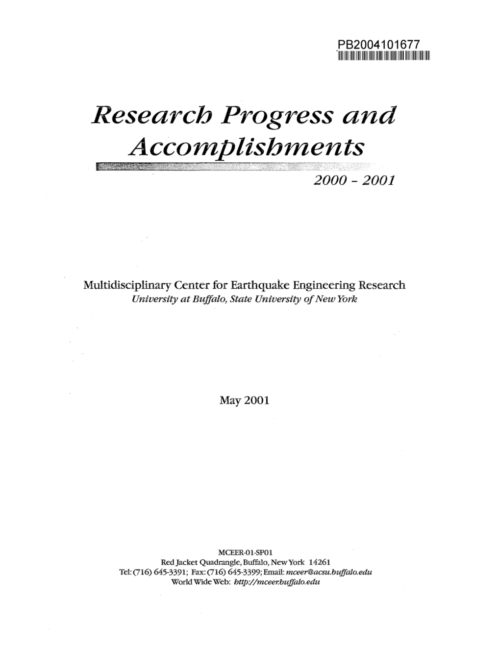 Research Progress and Accomplishments 2000 - 2001