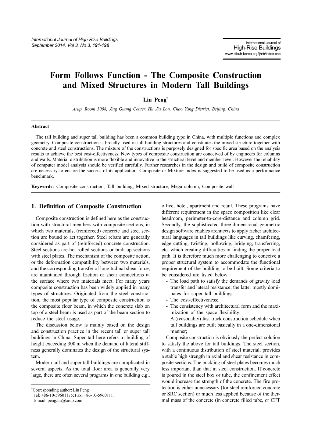 The Composite Construction and Mixed Structures in Modern Tall Buildings