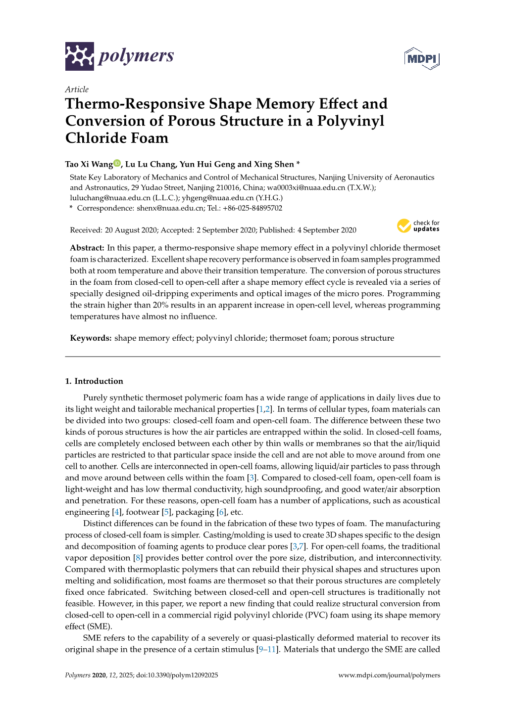 Thermo-Responsive Shape Memory Effect and Conversion Of