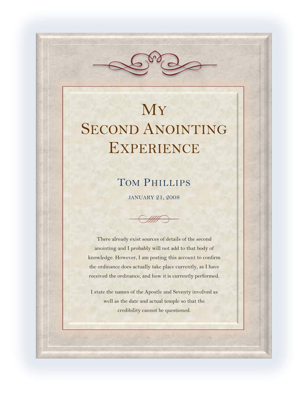 Tom Phillips Second Anointing