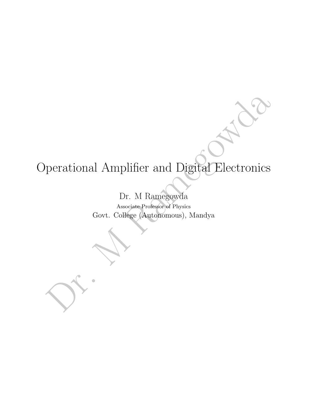 Operational Amplifier and Digital Electronics