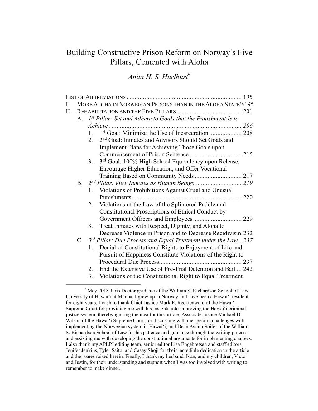 Building Constructive Prison Reform on Norway's Five Pillars, Cemented