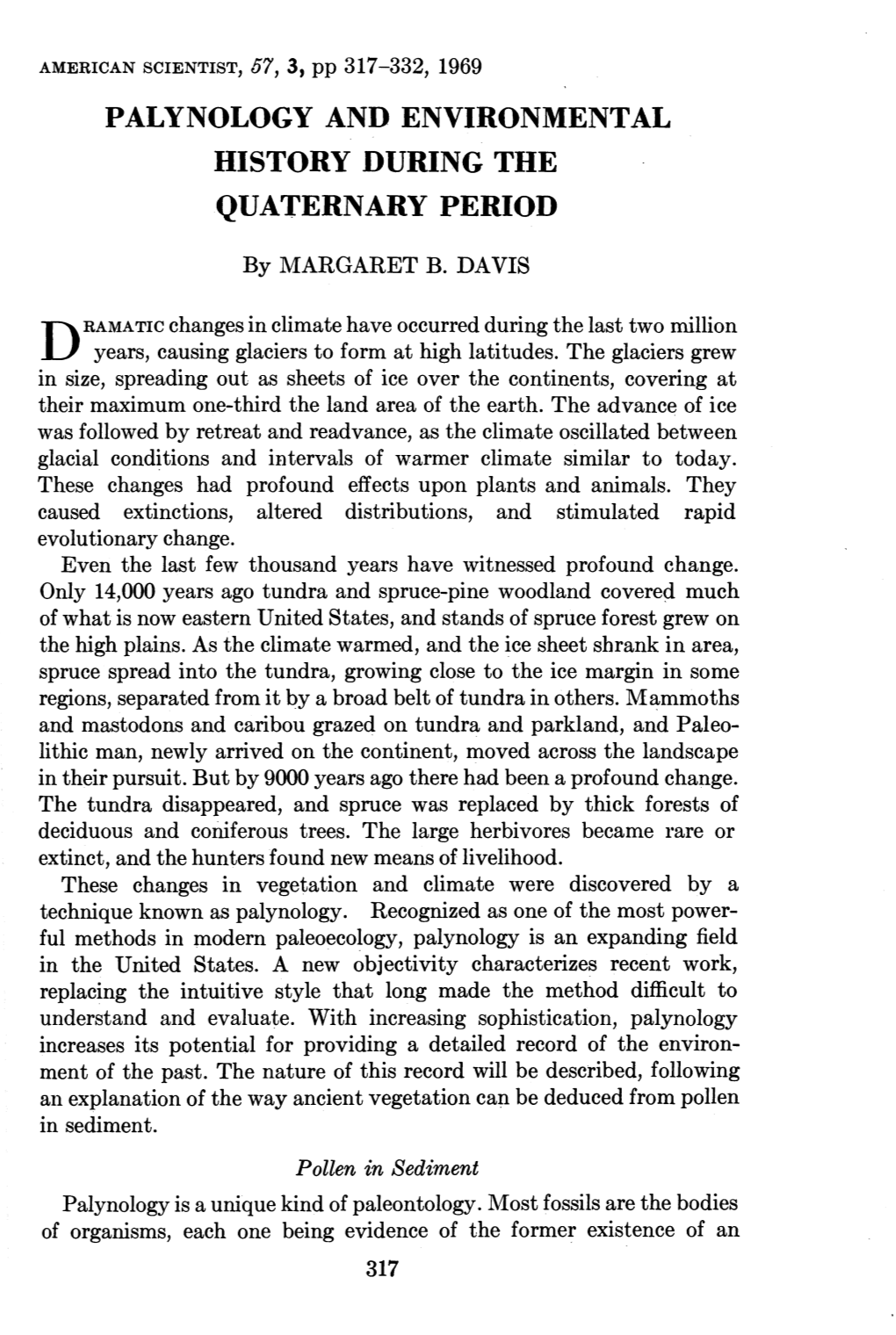 Palynology and Environmental History During the Quaternary Period