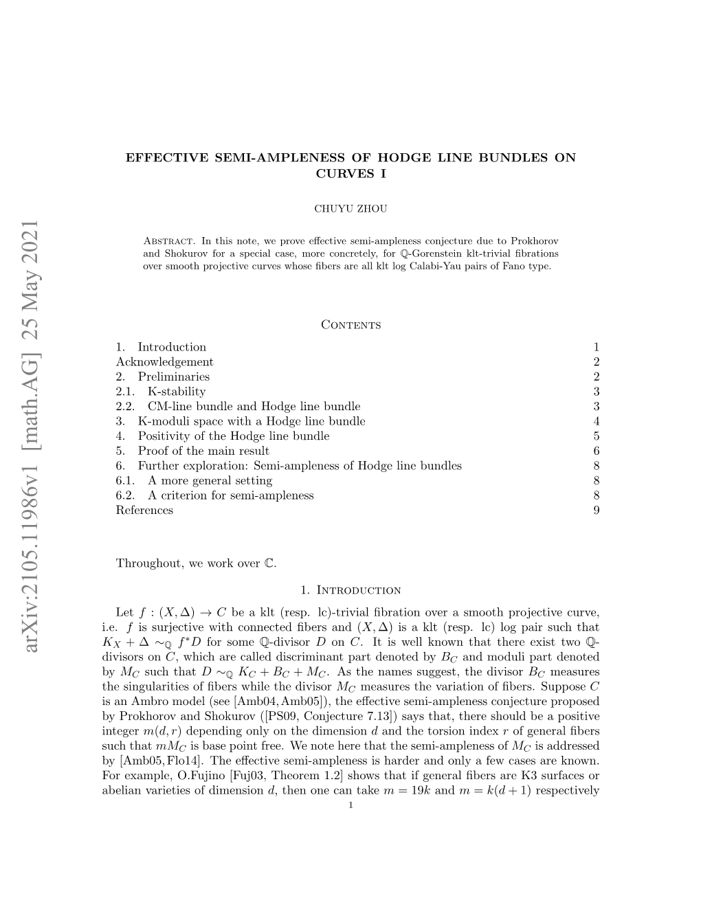 Effective Semi-Ampleness of Hodge Line Bundles on Curves I