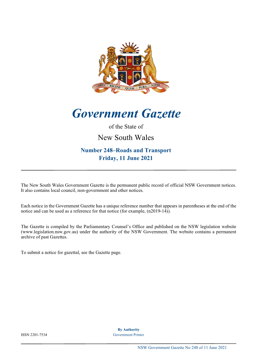 Government Gazette No 248 of Friday 11 June 2021