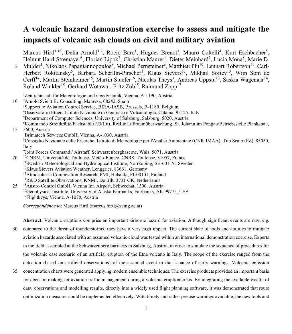 A Volcanic Hazard Demonstration Exercise to Assess and Mitigate The