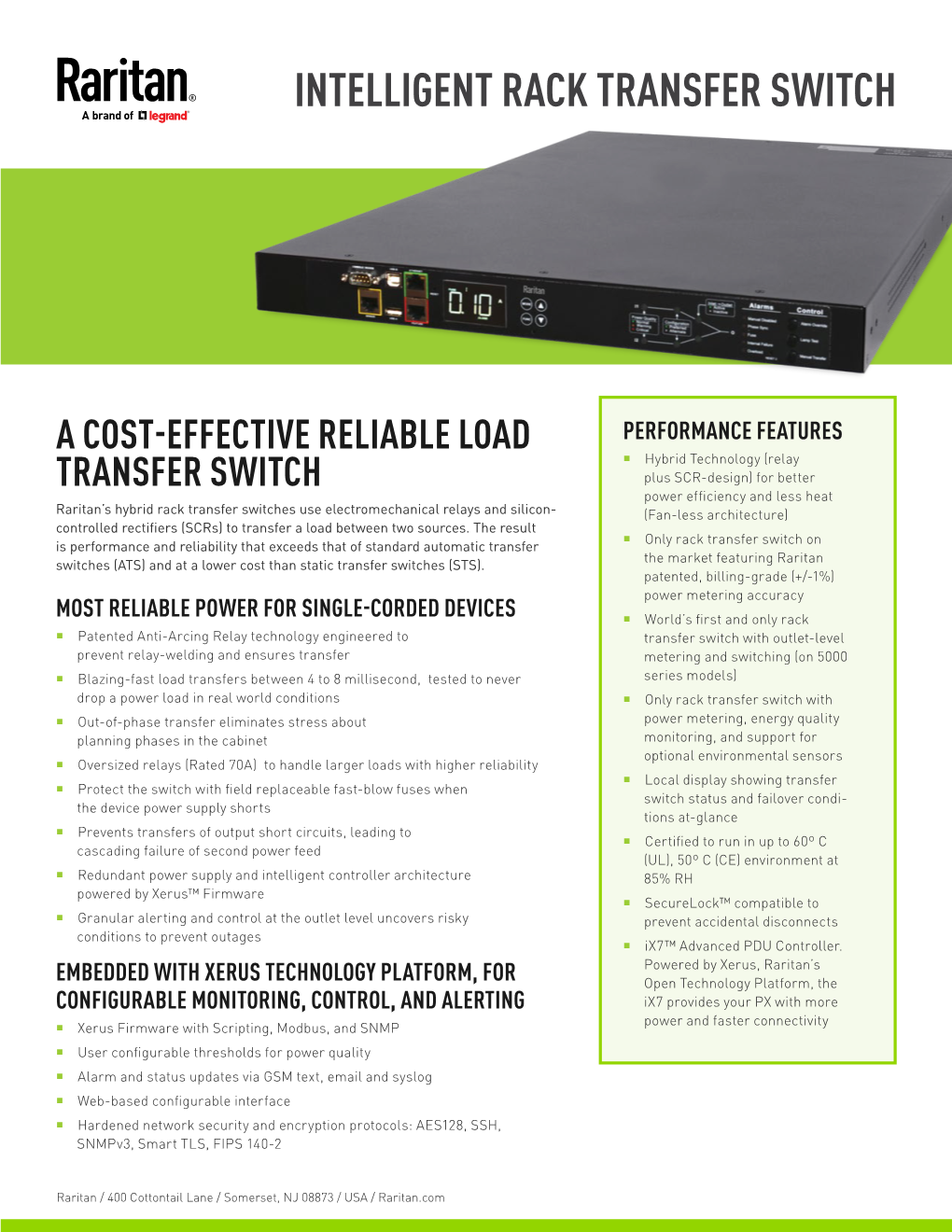 Intelligent Rack Transfer Switch