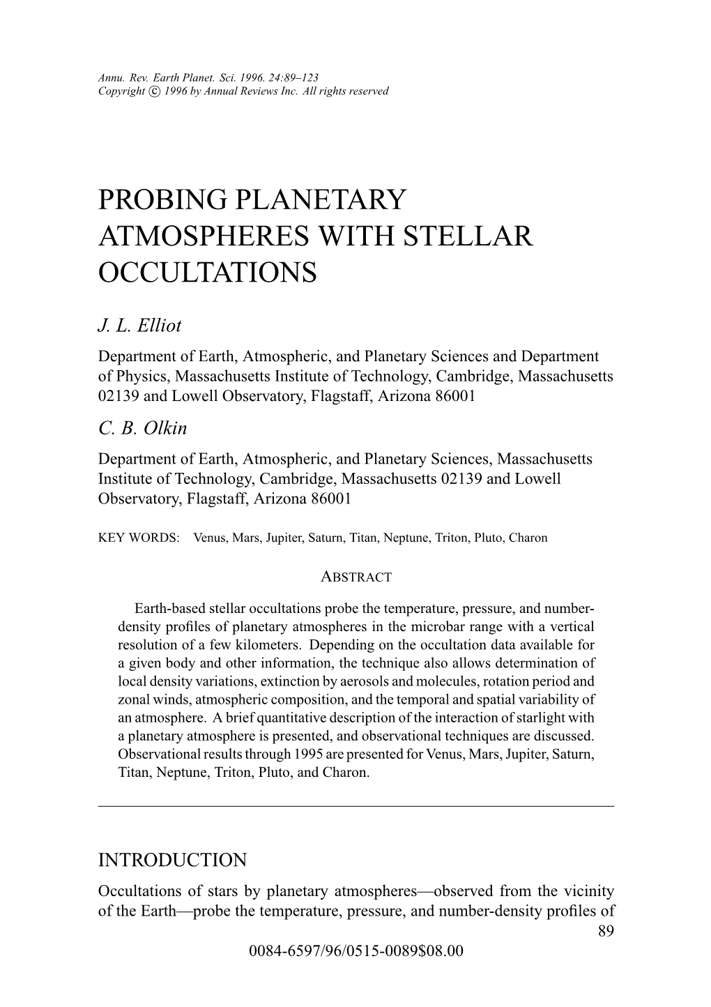 Probing Planetary Atmospheres with Stellar Occultations