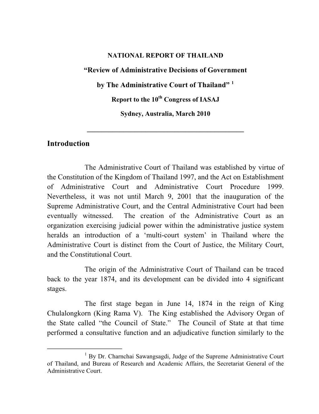National Report of Thailand