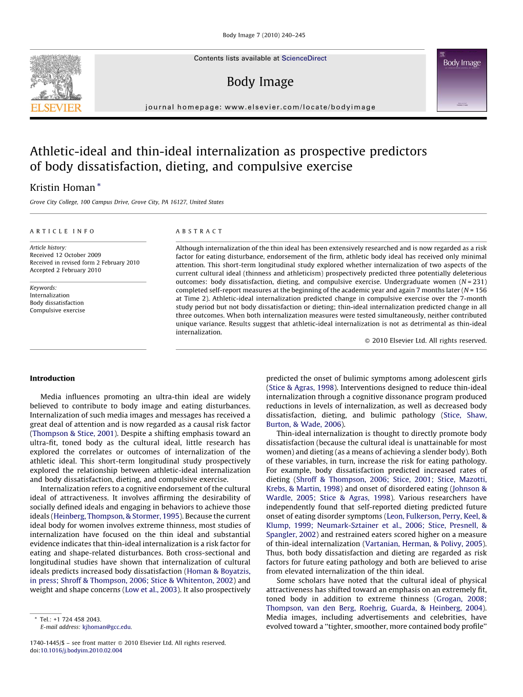 Athletic-Ideal and Thin-Ideal Internalization As Prospective Predictors of Body Dissatisfaction, Dieting, and Compulsive Exercise