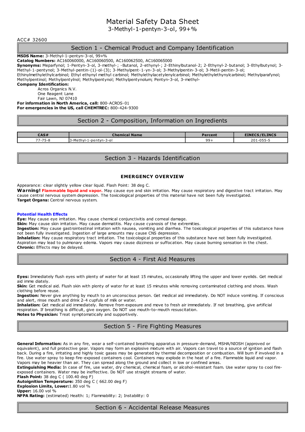 Material Safety Data Sheet