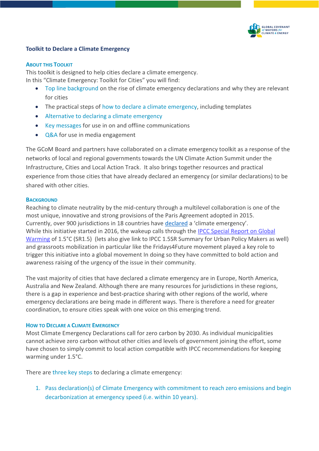 Toolkit to Declare a Climate Emergency