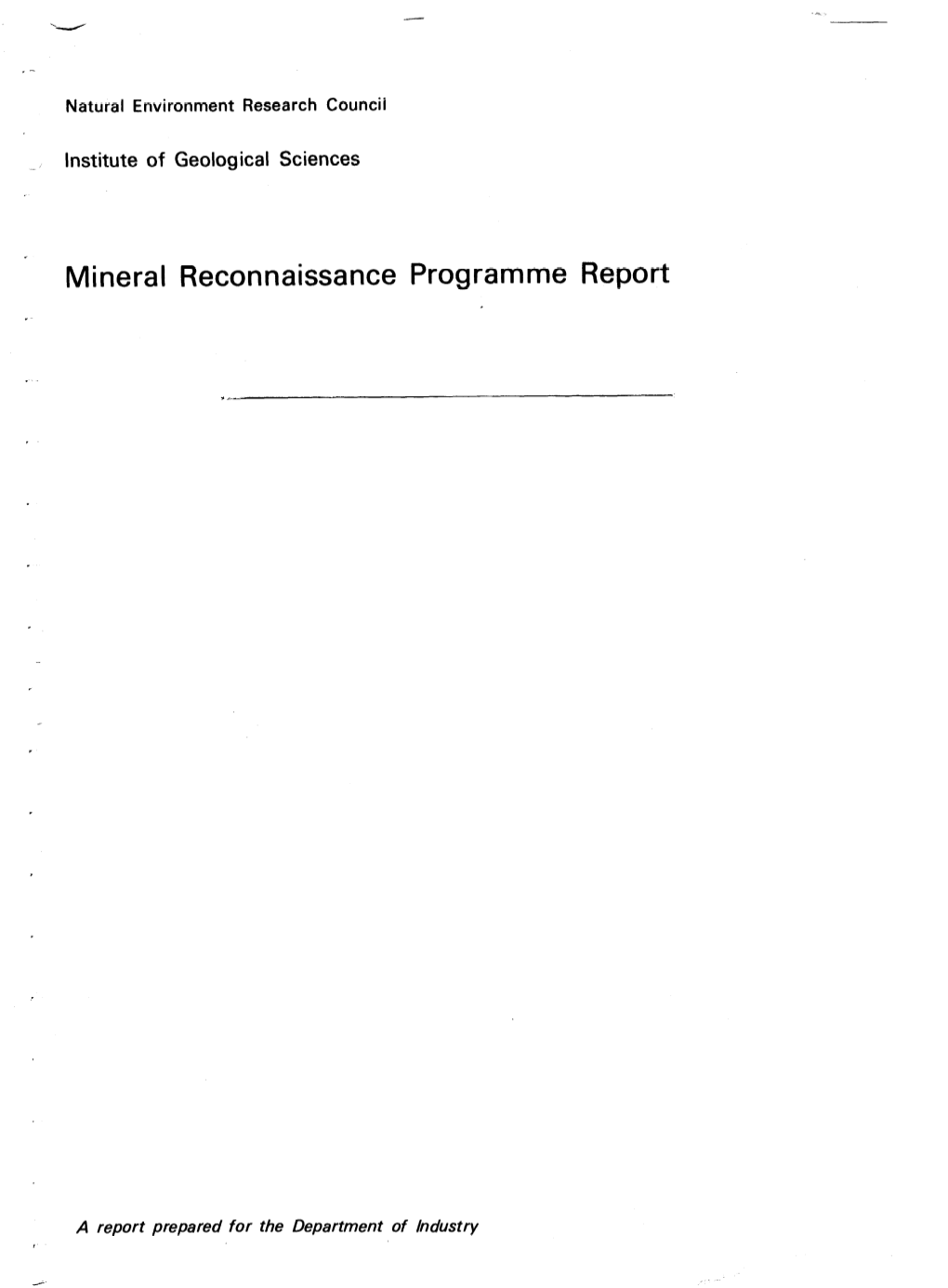 Mineral Reconnaissance Programme Report