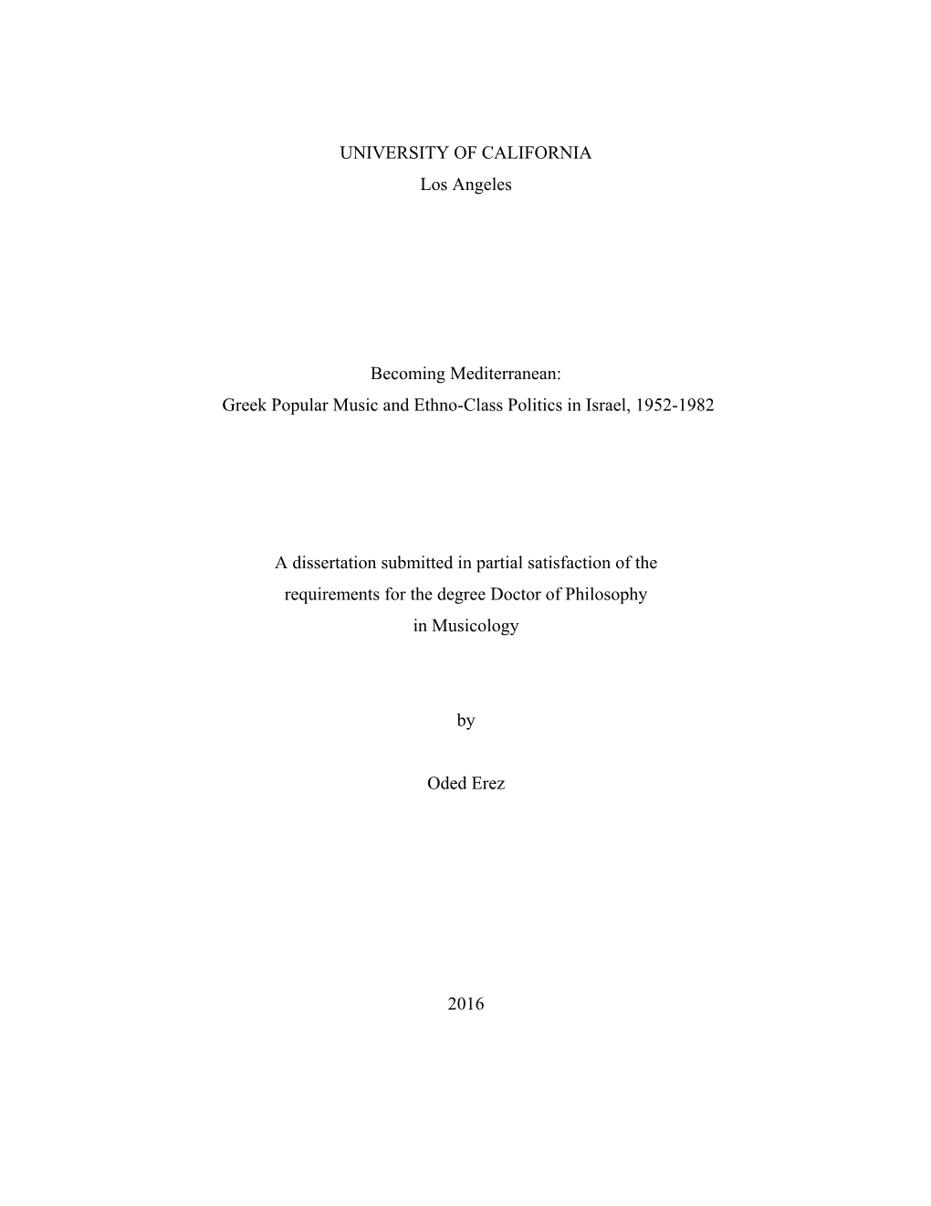 Greek Popular Music and Ethno-Class Politics in Israel, 1952-1982