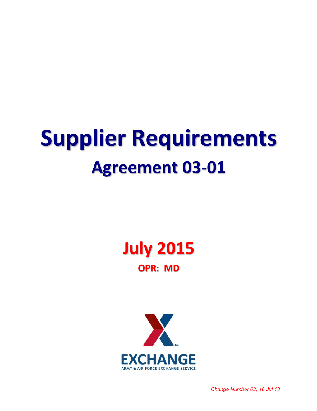Supplier Requirements Agreement 03-01