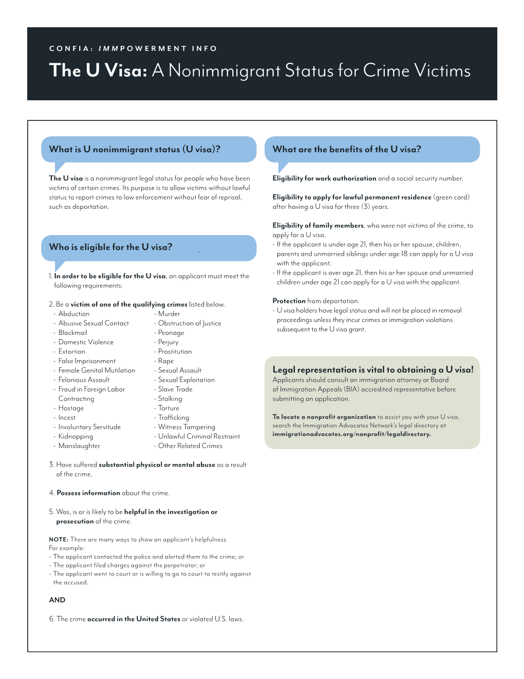 The U Visa: a Nonimmigrant Status for Crime Victims