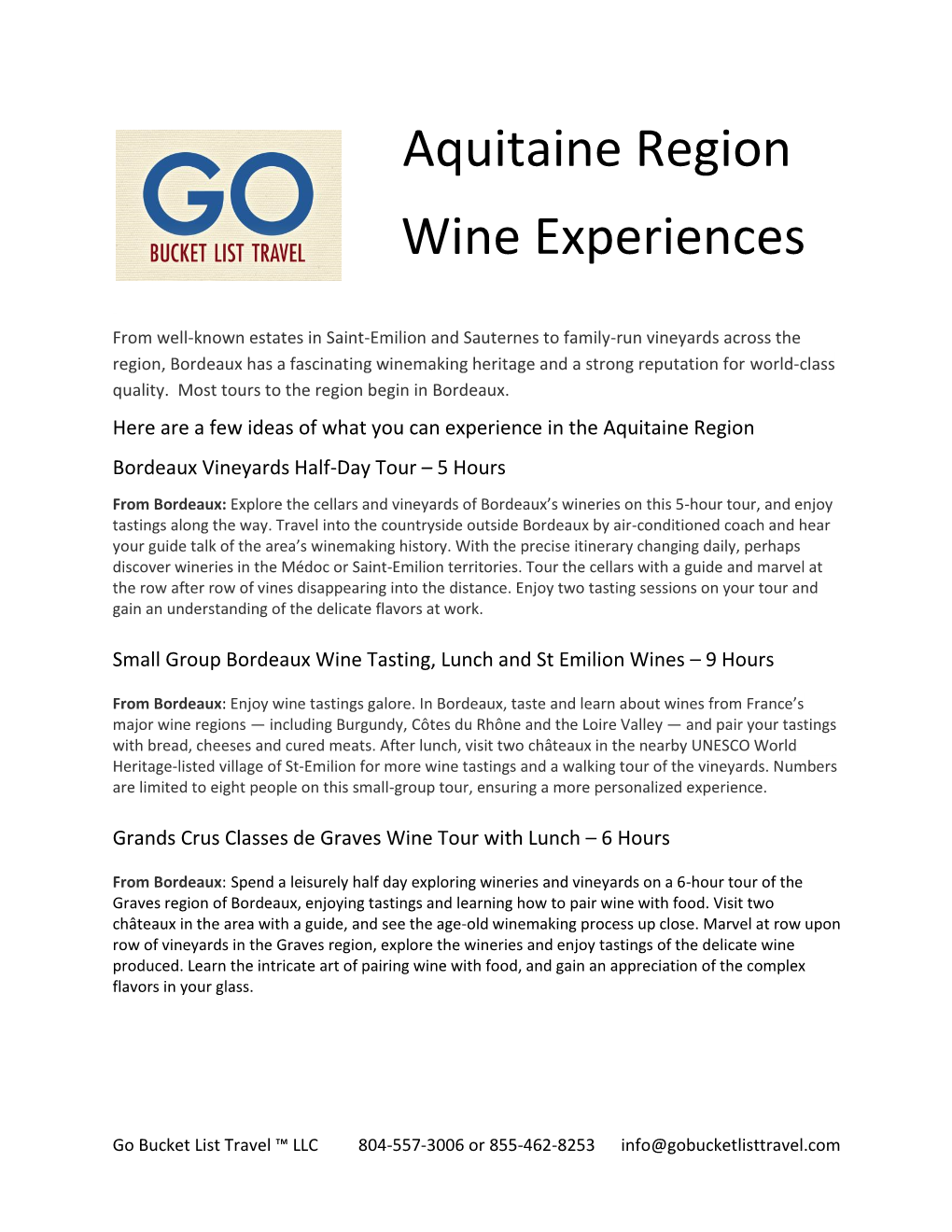 Aquitaine Region Wine Experiences