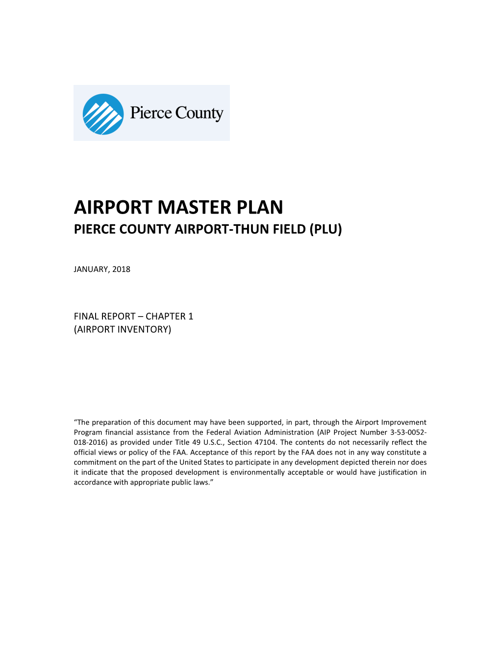 Airport Master Plan Pierce County Airport-Thun Field (Plu)