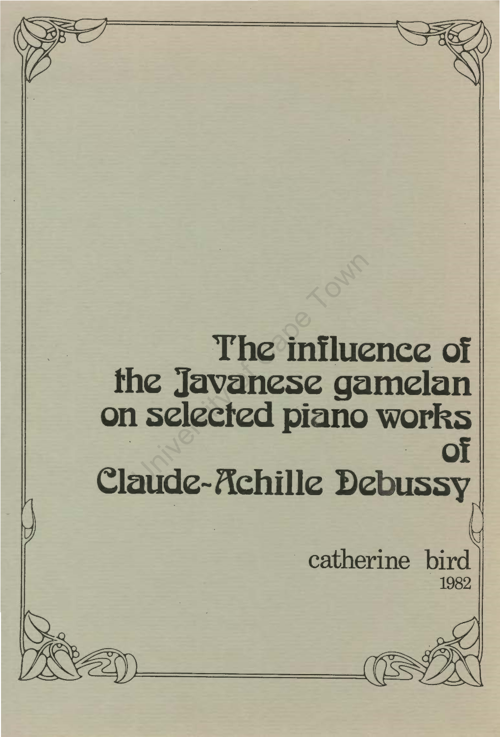 The Influence of the Javanese Gamelan on Selected Piano Works