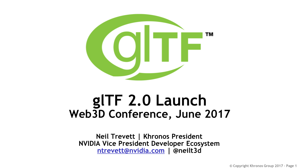 Gltf 2.0 Launch Web3d Conference, June 2017