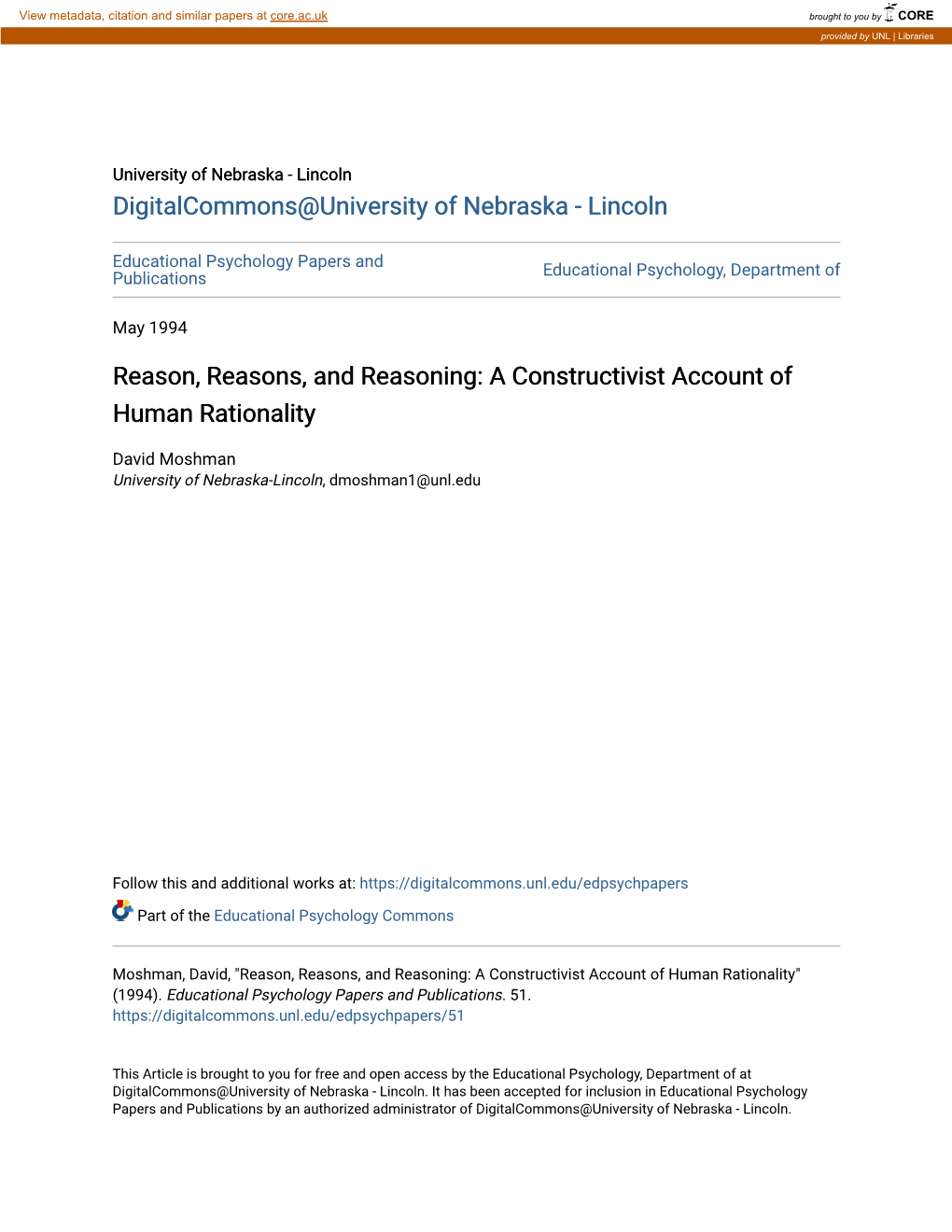 Reason, Reasons, and Reasoning: a Constructivist Account of Human Rationality