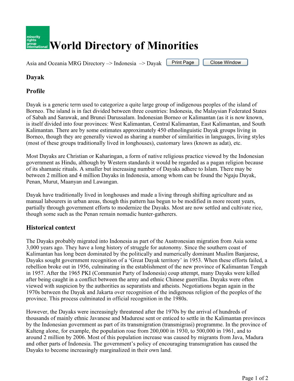 World Directory of Minorities