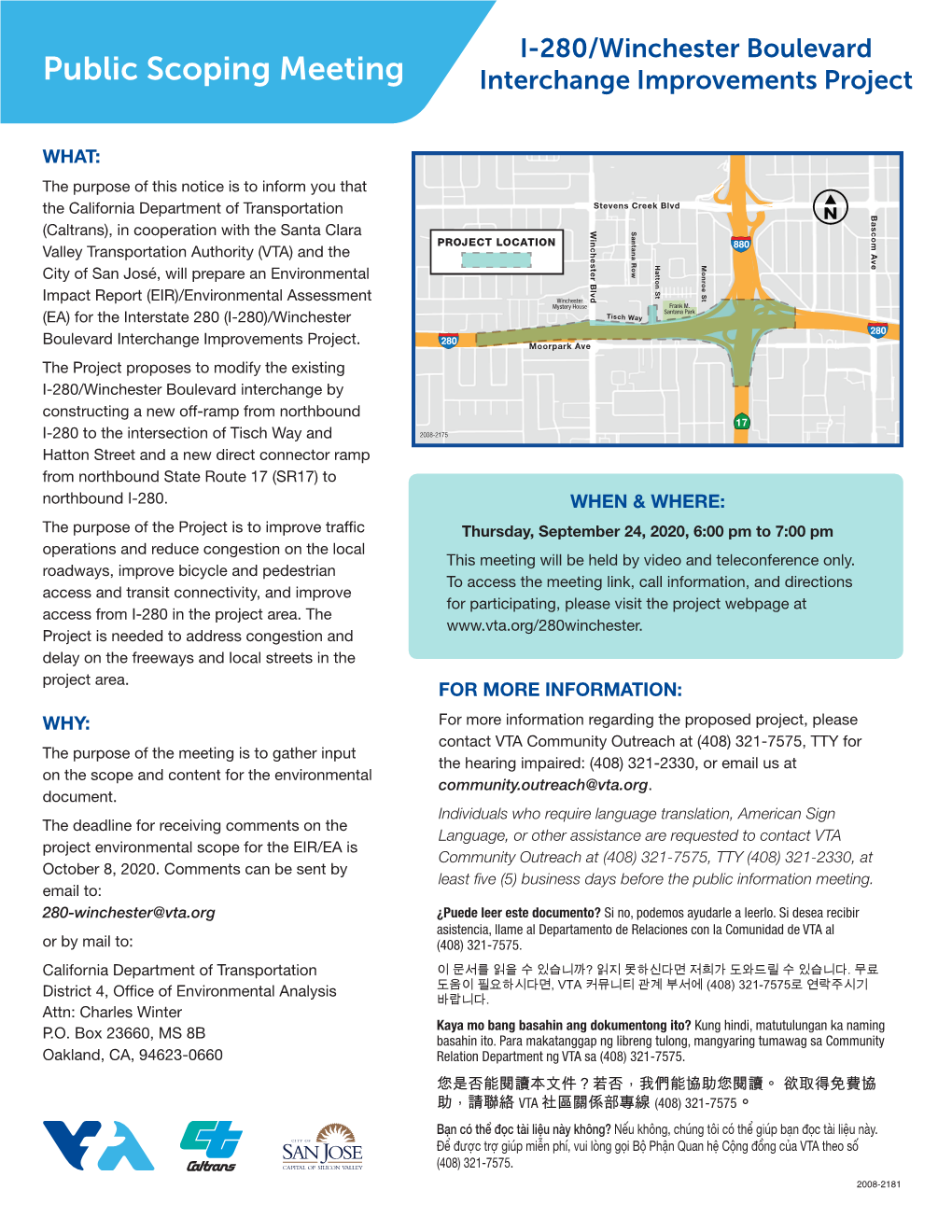 Notice of Preparation for I280/Winchester