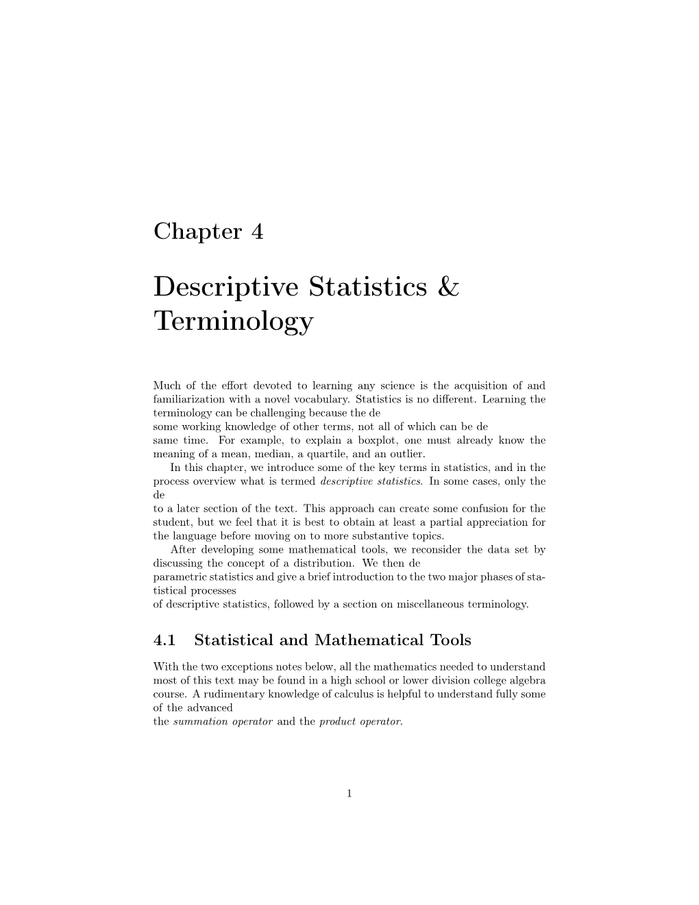 Descriptive Statistics & Terminology