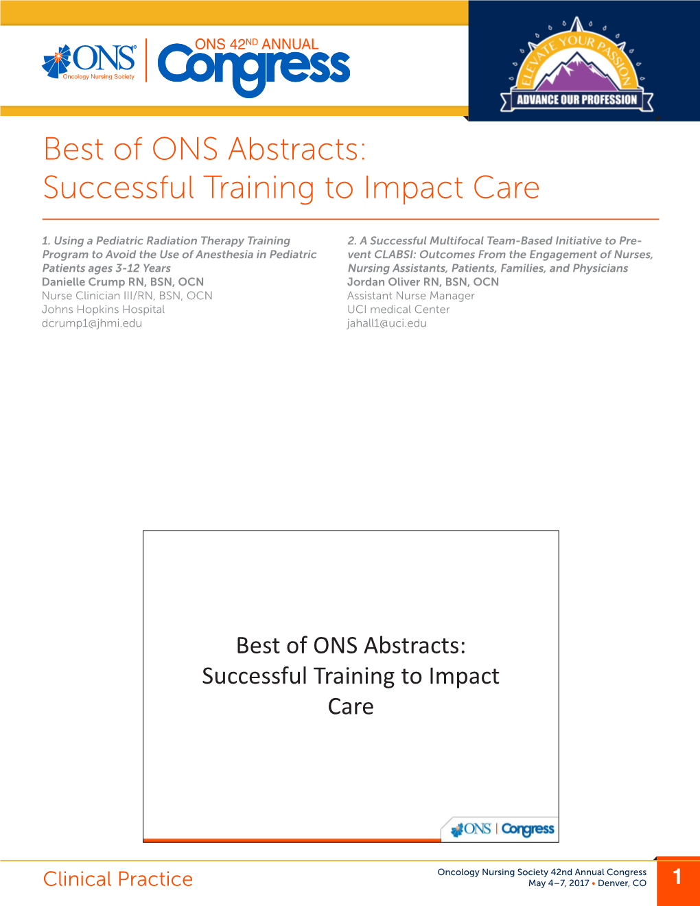 Best of ONS Abstracts: Successful Training to Impact Care